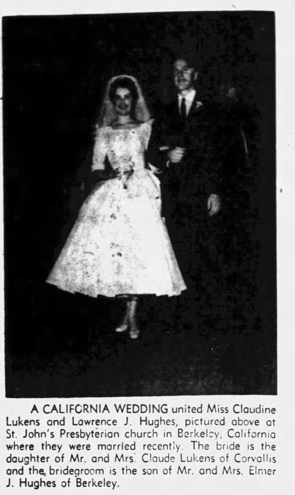 Lukens_Claudine - Pic - Marries Hughes - Corvallis Gazette - 28 Dec 1957